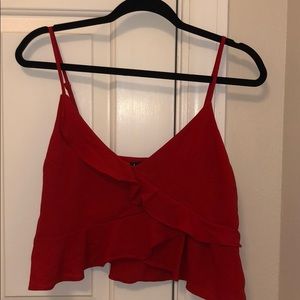 Lulus red ruffled crop top